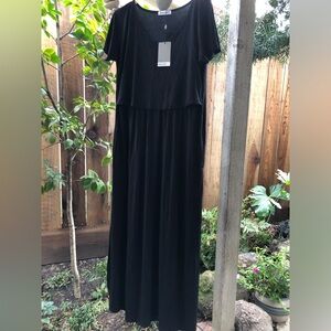 Small Show Maternity/Nursing Short Sleeve Side Slit Long- Discreet feed opening